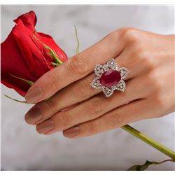 14KT White Gold 12.00ct Ruby and Diamond Ring