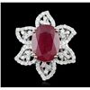 Image 4 : 14KT White Gold 12.00ct Ruby and Diamond Ring