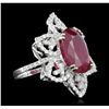 Image 5 : 14KT White Gold 12.00ct Ruby and Diamond Ring