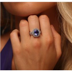 14KT White Gold 2.86ct Tanzanite and Diamond Ring