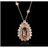 Image 2 : 14KT Rose Gold 8.90ct Morganite and Diamond Necklace
