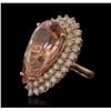 Image 5 : 14KT Rose Gold GIA Certified 25.97ct Morganite and Diamond Ring
