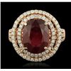 Image 4 : 14KT Rose Gold 6.44ct Ruby and Diamond Ring