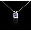 Image 4 : 14KT White Gold 1.63ct Tanzanite and Diamond Pendant With Chain