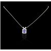 Image 5 : 14KT White Gold 1.63ct Tanzanite and Diamond Pendant With Chain
