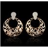 Image 4 : 14KT Rose Gold 0.88ctw Diamond Earrings