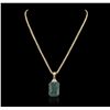 Image 4 : 14KT Yellow Gold GIA Certified 38.72ct Emerald and Diamond Pendant With Chain