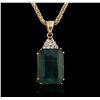 Image 5 : 14KT Yellow Gold GIA Certified 38.72ct Emerald and Diamond Pendant With Chain