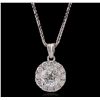 Image 5 : 14KT White Gold 1.05ctw Diamond Pendant With Chain