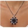 Image 2 : 14KT White Gold 32.34ctw Sapphire & Diamond Pendant with Chain
