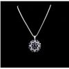 Image 5 : 14KT White Gold 32.34ctw Sapphire & Diamond Pendant with Chain