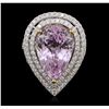 Image 5 : 14KT White and Yellow Gold 12.79ct Kunzite and Diamond Ring