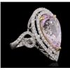 Image 6 : 14KT White and Yellow Gold 12.79ct Kunzite and Diamond Ring