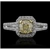 Image 4 : 14KT White Gold 1.15ct SI1/Light Yellow Diamond Ring