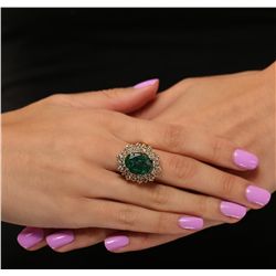 14KT Yellow Gold 4.95ct Emerald and Diamond Ring