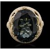 Image 4 : 14KT Yellow Gold 20.72ct Blue Topaz and Diamond Ring