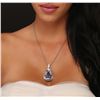 Image 1 : 14KT White Gold 7.40ct Tanzanite and Diamond Pendant With Chain