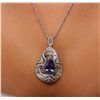 Image 2 : 14KT White Gold 7.40ct Tanzanite and Diamond Pendant With Chain