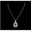 Image 5 : 14KT White Gold 7.40ct Tanzanite and Diamond Pendant With Chain