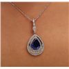 Image 2 : 14KT White Gold 10.22ct Sapphire and Diamond Pendant with Chain