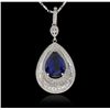 Image 4 : 14KT White Gold 10.22ct Sapphire and Diamond Pendant with Chain