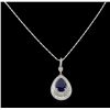 Image 5 : 14KT White Gold 10.22ct Sapphire and Diamond Pendant with Chain