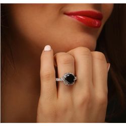 18KT White Gold 5.49ctw Black Diamond Ring