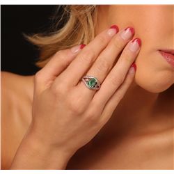 14KT Rose Gold 2.01ct Emerald and Diamond Ring