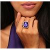 Image 1 : 14KT Yellow Gold 25.04ct Tanzanite and Diamond Ring