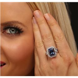 14KT White Gold 6.41ct Tanzanite and Diamond Ring