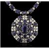 Image 4 : 14KT White Gold 85.76ctw Sapphire and Diamond Necklace