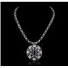 Image 5 : 14KT White Gold 85.76ctw Sapphire and Diamond Necklace