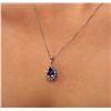 Image 2 : 14KT White Gold 2.21ct Tanzanite and Diamond Pendant With Chain