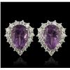Image 4 : 14KT White Gold 2.40ctw Amethyst and Diamond Earrings