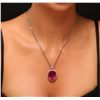 Image 1 : 14KT White Gold 31.19ct Ruby and Diamond Pendant With Chain