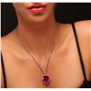 Image 2 : 14KT White Gold 31.19ct Ruby and Diamond Pendant With Chain