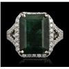 Image 4 : 14KT White Gold 8.01ct Emerald & Diamond Ring