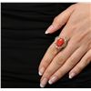 Image 3 : 14KT Yellow Gold 7.55ct Coral and Diamond Ring