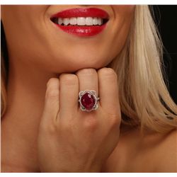 14KT White Gold 10.68ct Ruby and Diamond Ring