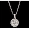 Image 4 : 14KT White Gold 0.92ctw Diamond Pendant With Chain