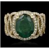 Image 4 : 14KT Yellow Gold 3.15ct Emerald and Diamond Ring