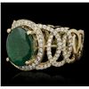 Image 5 : 14KT Yellow Gold 3.15ct Emerald and Diamond Ring