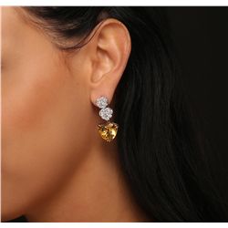 14KT White Gold 20.18ctw Citrine and Diamond Earrings