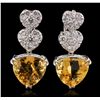 Image 3 : 14KT White Gold 20.18ctw Citrine and Diamond Earrings