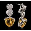 Image 4 : 14KT White Gold 20.18ctw Citrine and Diamond Earrings