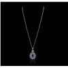 Image 5 : 18KT White Gold 3.96ct Tanzanite and Diamond Pendant With Chain