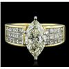 Image 4 : 18KT Yellow Gold 3.37ctw Marquise Cut Diamond Ring