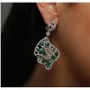 Image 3 : 18KT Two-Tone Gold 5.51ctw Emerald and Diamond Earrings