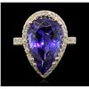Image 4 : 14KT Yellow Gold GIA Certified 8.69ct Tanzanite and Diamond Ring