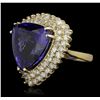 Image 5 : 14KT Yellow Gold 21.69ct GIA Cert Tanzanite and Diamond Ring